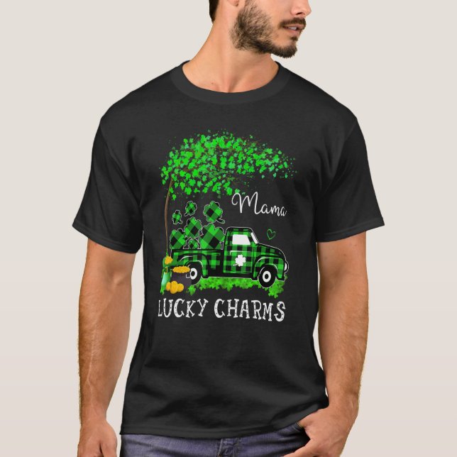 Camiseta Mama Lucky Charm Shamrock Graphic Truck St Patrick (Frente)