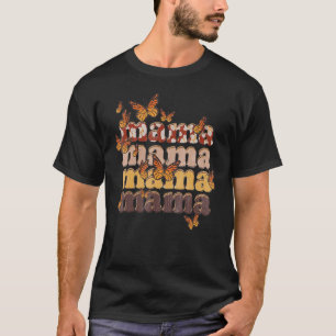 Camiseta Mama Mãe Borboleta Boho Mãe Leopardo Vaca Estampa