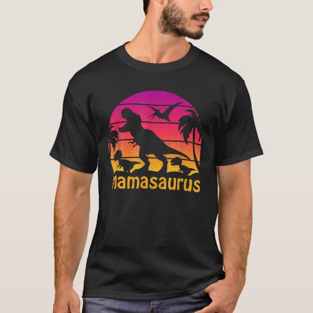 Camiseta Mamã Mãe Do Dia MAMASAURUS T Rex Dinossaur (Frente)