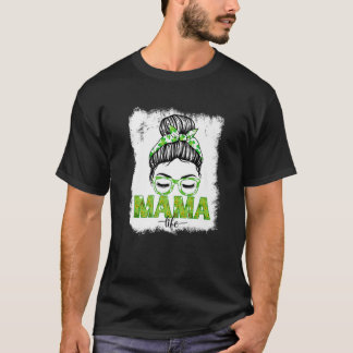 Camiseta Mama Messy Bun Funny Dia de São Patrício Irlandês