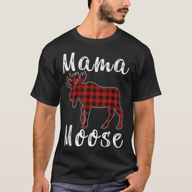 Camiseta Mama Moose Family Christmas Pajama Red&amp; Black  (Frente)