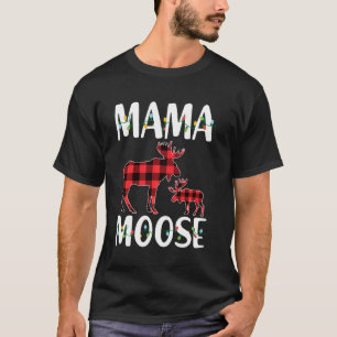 Camiseta Mama Moose Red Xadrez Buffalo Matando Pajam Famili