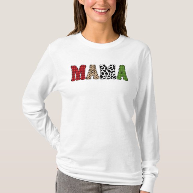 Camiseta Mama Natal Xadrez Desenho (Frente)
