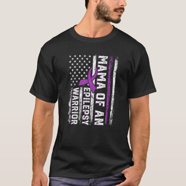 Camiseta Mama of a Warrior Epilepsy Purple Ribbon Support U (Frente)