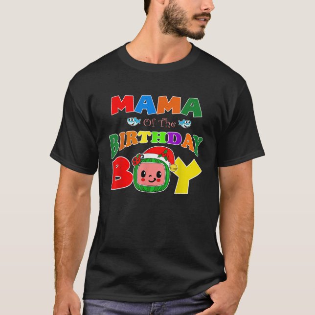 Camiseta Mama Of The Birthday Boy Funny Melon Family Matchi (Frente)