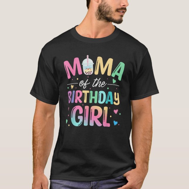 Camiseta Mama Of The Birthday Girl Bubble Boba Tea Party Fa (Frente)