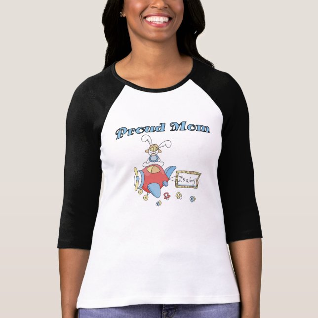 Camiseta Mamã orgulhosa do avião é um menino (Frente)