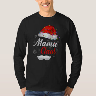 Camiseta Mama Papai Noel Chapéu Luz Neve Família Santa Nata