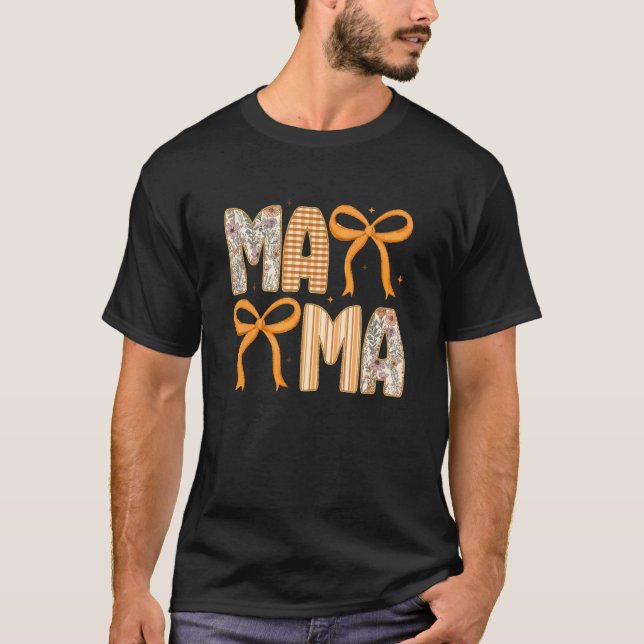 Camiseta Mama Preppy Coquette Bows Autumn Fall Thanksgiving (Frente)