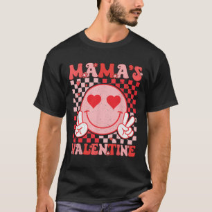 Camiseta Mamá Retro Groovy É Meu Namorado Sorriso Rosto Men