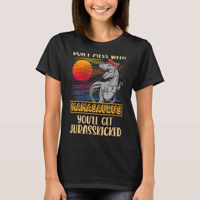 Camiseta Mama Rex Dinossauros Mamãe Saurus (Frente)