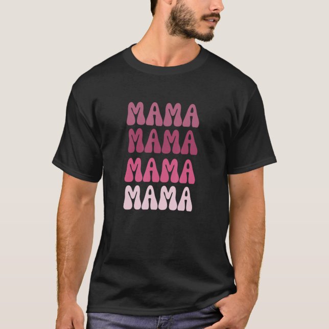 Camiseta Mama rosa, linda, anos 70, retrô vibes Mãe Dia de  (Frente)