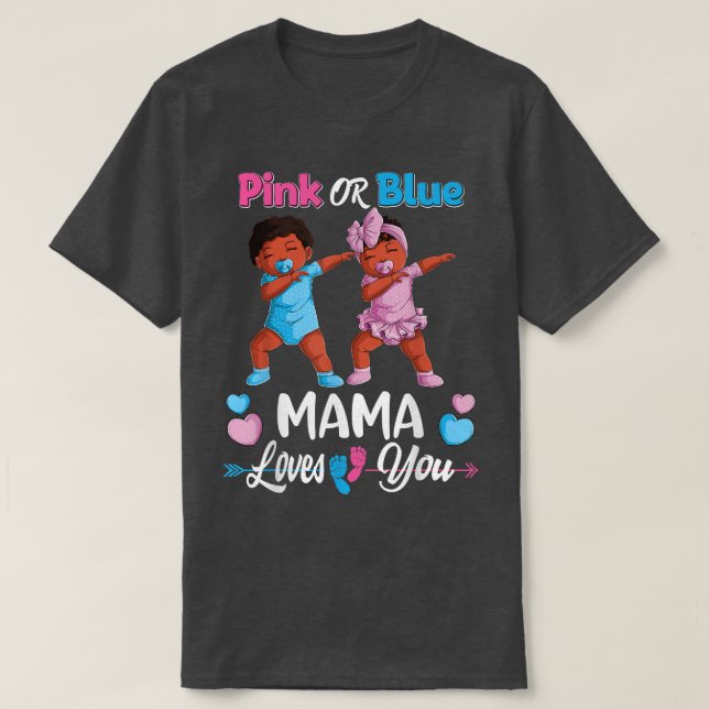 Camiseta Mama Rosa Ou Azul Te Ama, Negra (Frente do Design)
