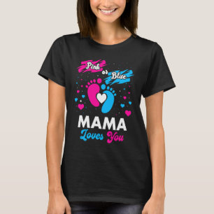 Camiseta Mama Rosa Ou Azul Te Ama Sexo Revele Par Bebê