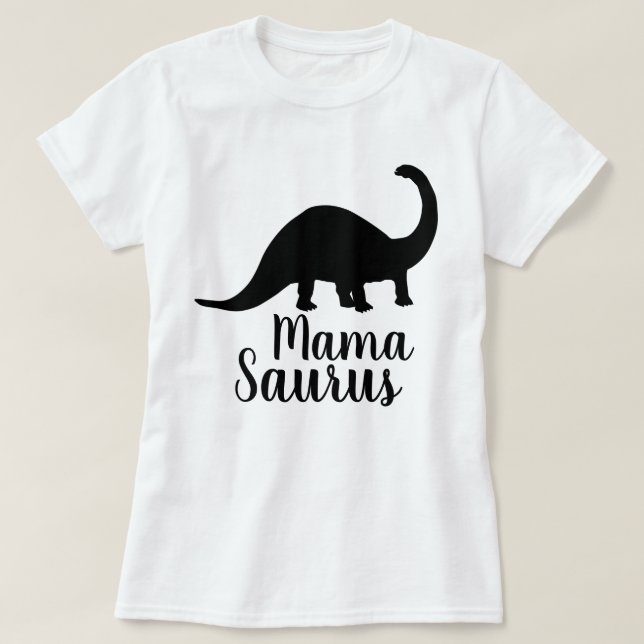Camiseta Mama Saurus Brontosaurus Silhueta (Frente do Design)