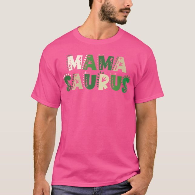 Camiseta Mama Saurus Correspondendo à Família Aniversário H (Frente)