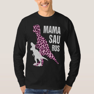 Camiseta Mama Saurus Pink Leopard Dinosaur Rex Mom Life Mot