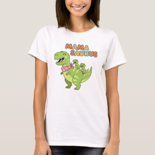 Camiseta Mama Saurus T-Rex Mãe Divertida Gráfica Humorístic