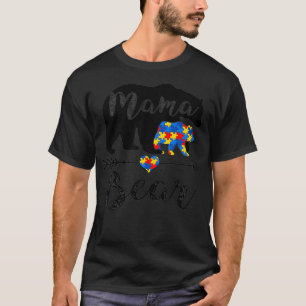 Camiseta Mama Ursa Autismo Consciência com a Quebra-cabeça