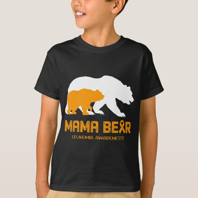 Camiseta Mama Ursa LEUCEMIA Sensibilização Para Mulheres (Frente)