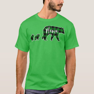 Camiseta Mama Urso com Dois Cubs de Vidro Verde Preto