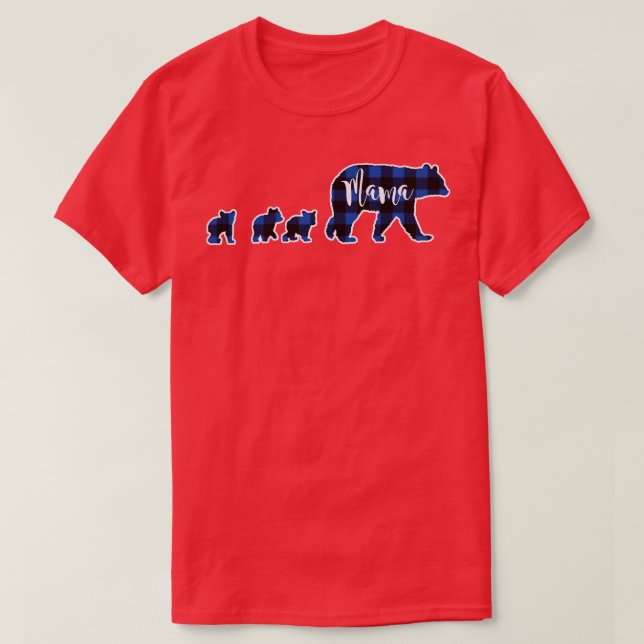 Camiseta Mama Urso com Três Cubs Black Blue Buffalo Che (Frente do Design)