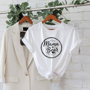 Camiseta Mama Urso Est 20XX Linha Arte Coração Selvagem