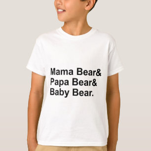 Camiseta Mama Urso, Papai Urso, Bebê Urso Goldilocks