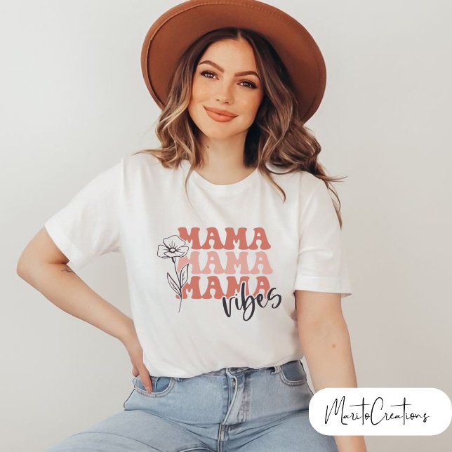 Camiseta Mama vibes t-shirt, with retro typography  (Criador carregado)