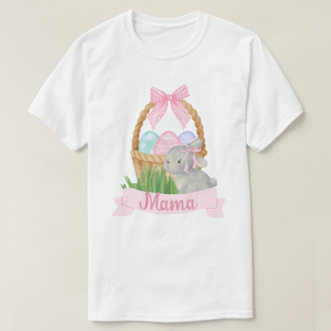 Camiseta Mama Watercolor - Cesto de Páscoa Rosa (Frente do Design)