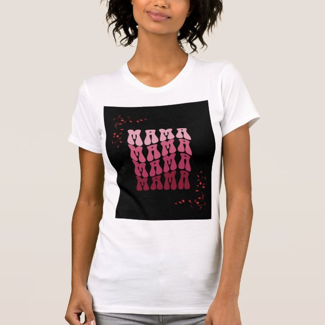 Camiseta MAMA x 4 com temas cor-de-rosa (Frente)