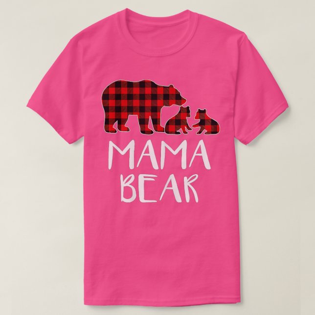 Camiseta Mama Xadrez Vermelha Ursa Dois Cubos Correspondend (Frente do Design)