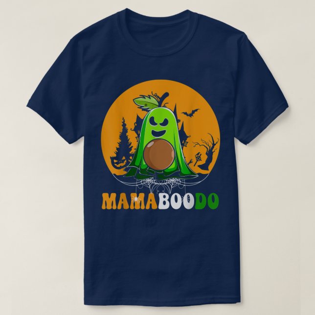Camiseta Mamaboodo Scary Ghost Avocado Vegan Frutas Sobre F (Frente do Design)
