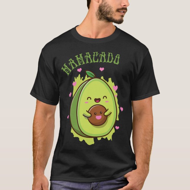 Camiseta Mamacado Cute Avocado Engraçado Mãe - Minha Mãe Fr (Frente)