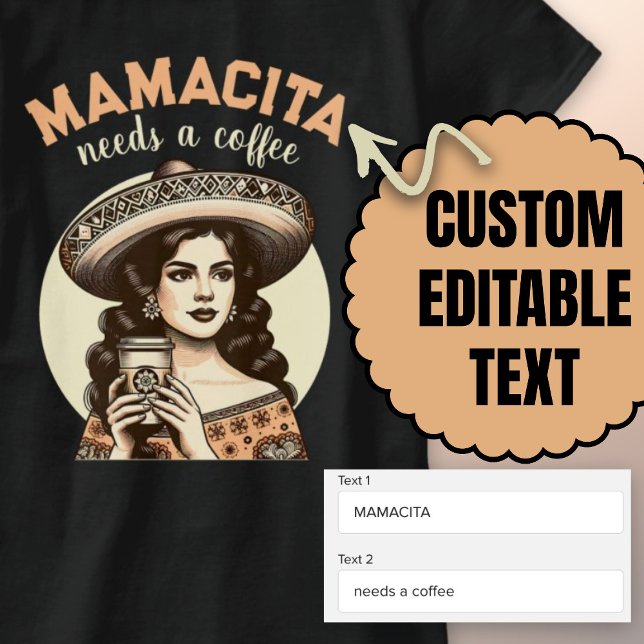 Camiseta mamacita precisa de um café retro hispânico café (Mamacita needs a coffee retro Hispanic woman cafe T-Shirt)