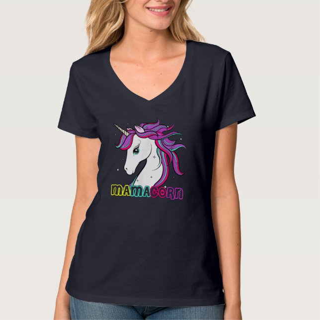 Camiseta Mamacorn Cute Unicorn Mamãe Figurume Mãe Dia de as (Frente)