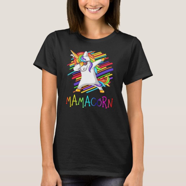 Camiseta Mamacorn Mãe Dabbing Unicorn Costume Engraçado (Frente)