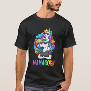 Camiseta Mamacorn Unicórnio Dia das Mães Arco-íris Colorido