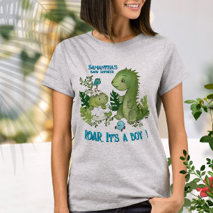 Camiseta Mamãe A SER RARO É UM GAROTO! Chá de fraldas Dino