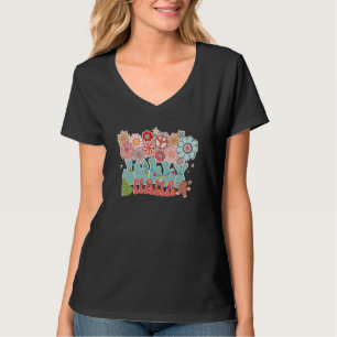 Camiseta Mamãe alegre Natal retrô descolado Fique alegre Na