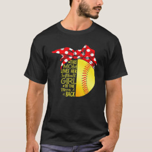 Camiseta Mamãe Ama Sua Garota Softball Bandana Mothe