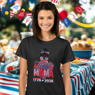 Camiseta Mamãe Americana 1776 2026 EUA Celebração