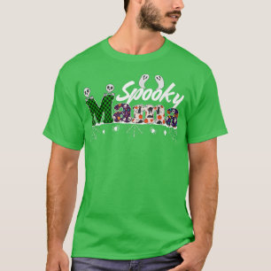 Camiseta Mamãe Assustadora Mulheres Xadrez Verde Bruxa Mãe 