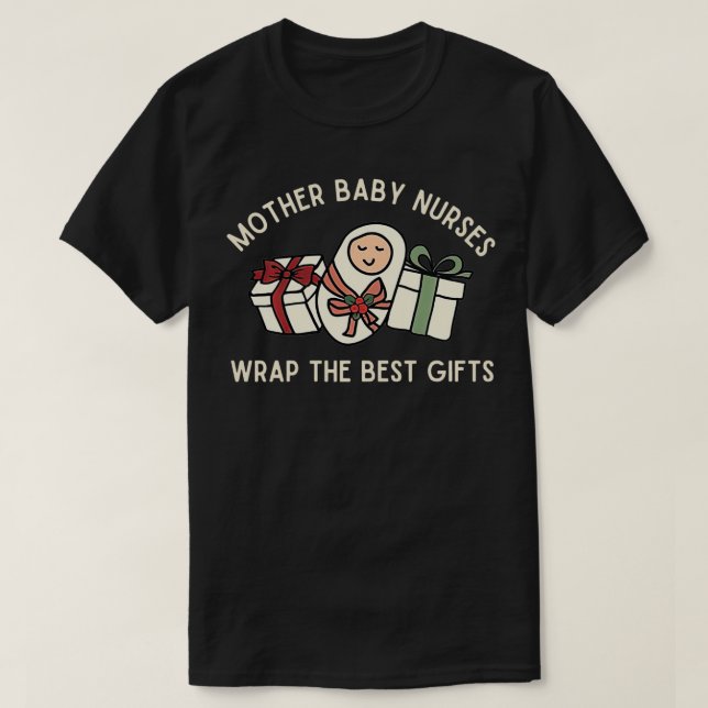 Camiseta Mamãe Baby Enfermeira Natal Trabalhador e Entrega  (Frente do Design)
