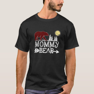 Camiseta Mamãe Bear Christmas Pajama Red Xadrez Buffalo
