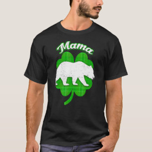 Camiseta Mamãe Bear Clover Irish Lucky Engraçada Rua Pa