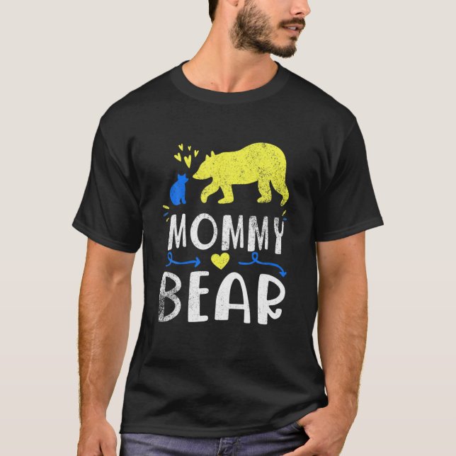 Camiseta Mamãe Bear Family Correspondendo Síndrome de Sensi (Frente)