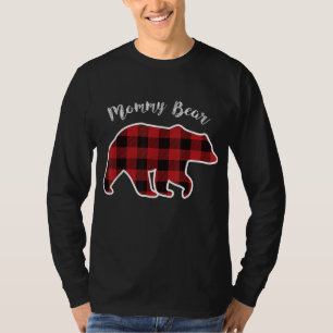 Camiseta MAMÃE BEAR Mulheres Xadrez Vermelha Família Pajama