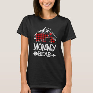 Camiseta Mamãe Bear Natal Pajama Xadrez Vermelha Buffalo