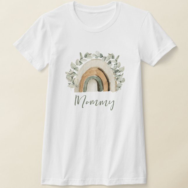Camiseta Mamãe Boho Arco-íris (Mommy Boho Rainbow T-Shirt by Painted Paperie
)
